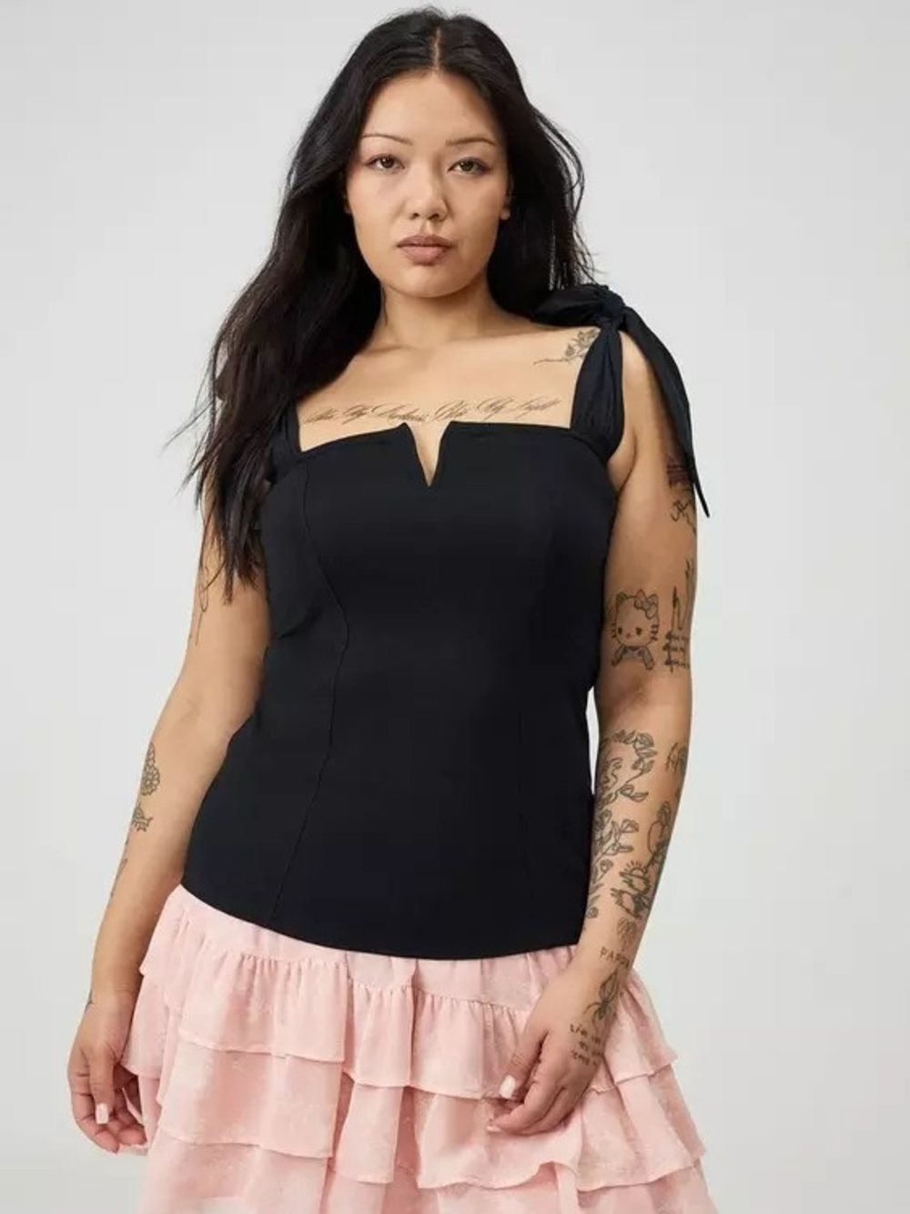 Nwt 5x Torrid Foxy Tie Strap Corset Tank~Deep black